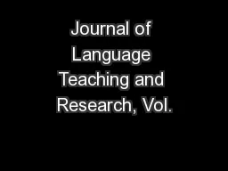 Journal of Language Teaching and Research, Vol.