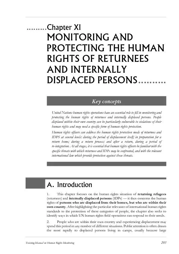 .........Chapter XIMONITORING ANDPROTECTING THE HUMAN RIGHTS OF RETURN