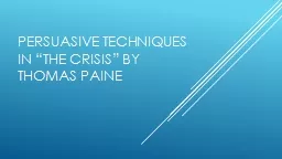 Persuasive Techniques in “The Crisis” by Thomas Paine