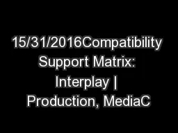 15/31/2016Compatibility Support Matrix: Interplay | Production, MediaC
