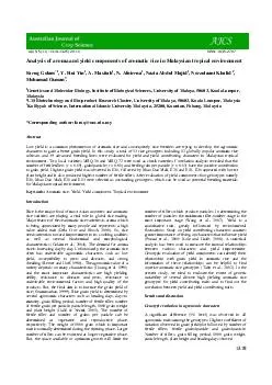 Analysis of aroma and ield omponents of romatic ice in Malaysian ropical nvironment Faruq Golam Y