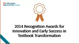 2014 Recognition Awards for Innovation and Early Success in