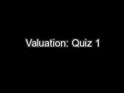 Valuation: Quiz 1