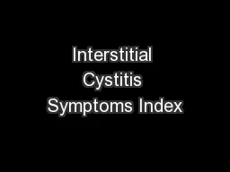 Interstitial Cystitis Symptoms Index