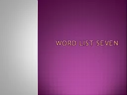Word List Seven