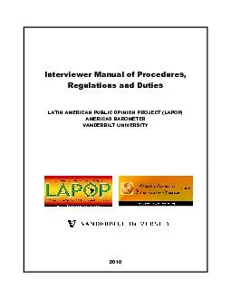 Interviewer Manual of Procedures, Regulations and Duties   LATIN AMER