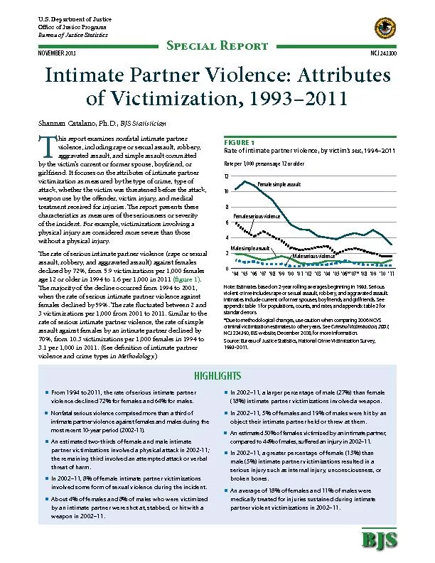 NOVEMBER 2013CJ 243300Intimate Partner Violence: Attributes of Victimi