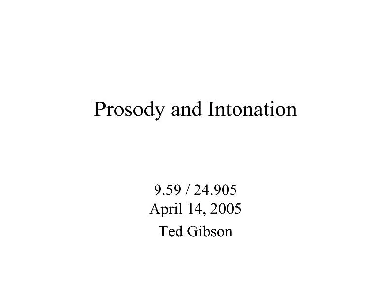 Prosody and Intonation