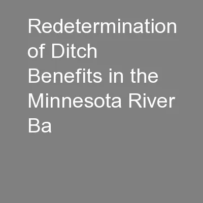 Redetermination of Ditch Benefits in the Minnesota River Ba