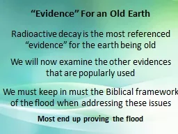 “Evidence” For an Old Earth
