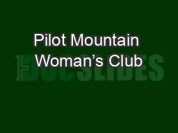 Pilot Mountain Woman’s Club