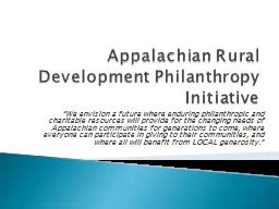 Appalachian Rural Development Philanthropy Initiative