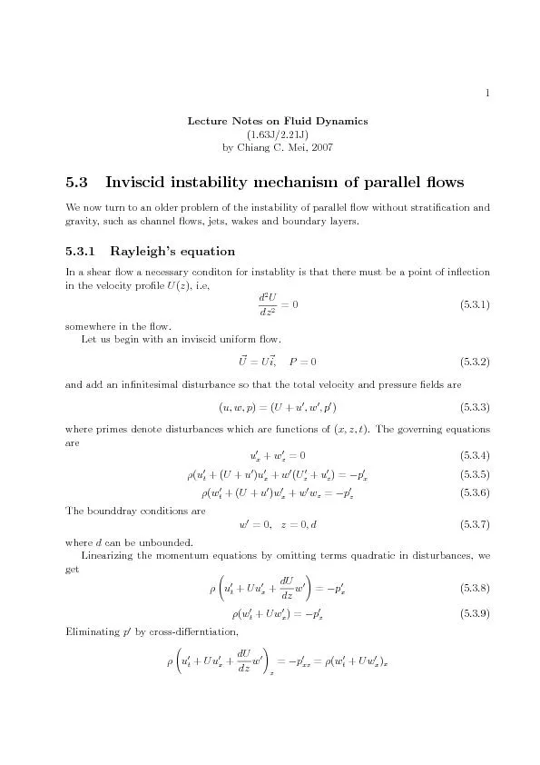 1LectureNotesonFluidDynamics(1.63J/2.21J)byChiangC.Mei,20075.3Inviscid