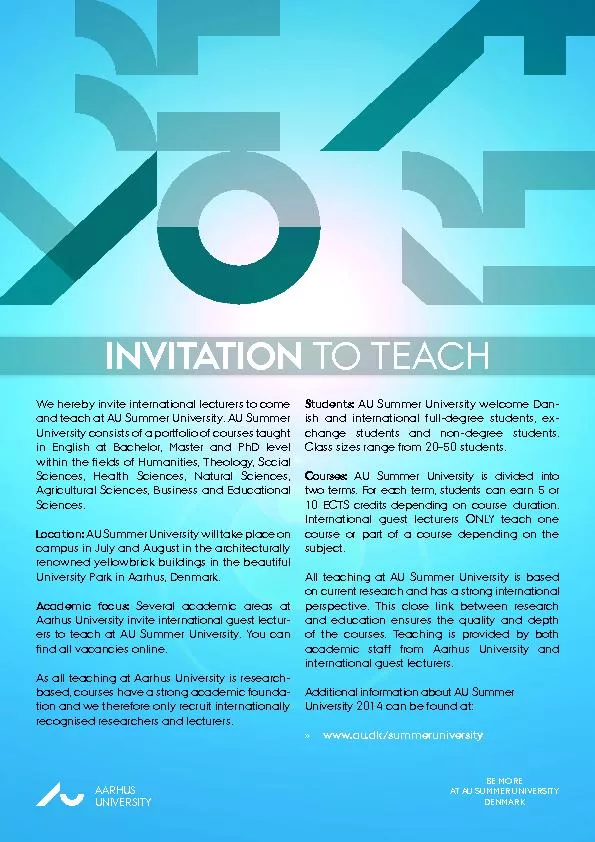We hereby invite international lecturers to come