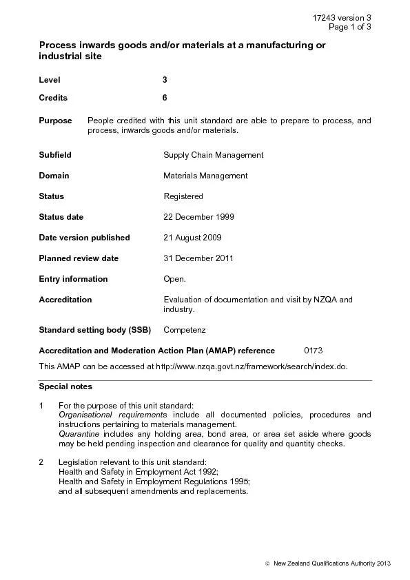 17243 version 3   New Zealand Qualifications Authority 2013Level 3  Pe