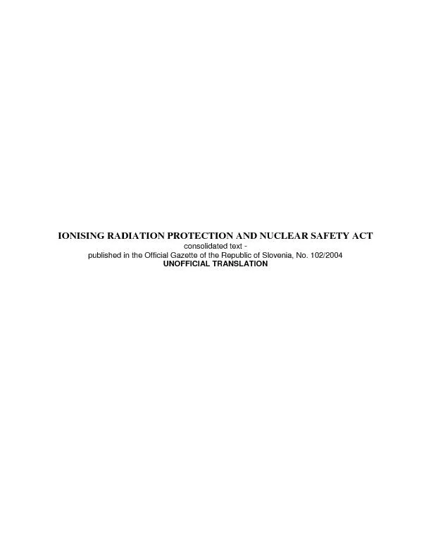 IONISING RADIATION PROTECTION AND NUCLEAR SAFETY ACTconsolidated text