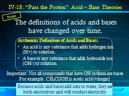 The definitions of acids and bases