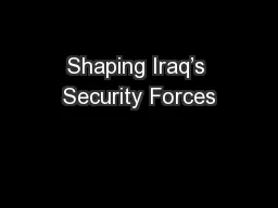 Shaping Iraq’s Security Forces