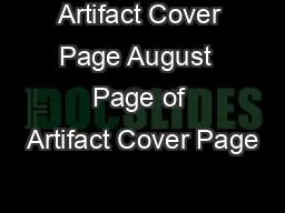 Artifact Cover Page August  Page of Artifact Cover Page