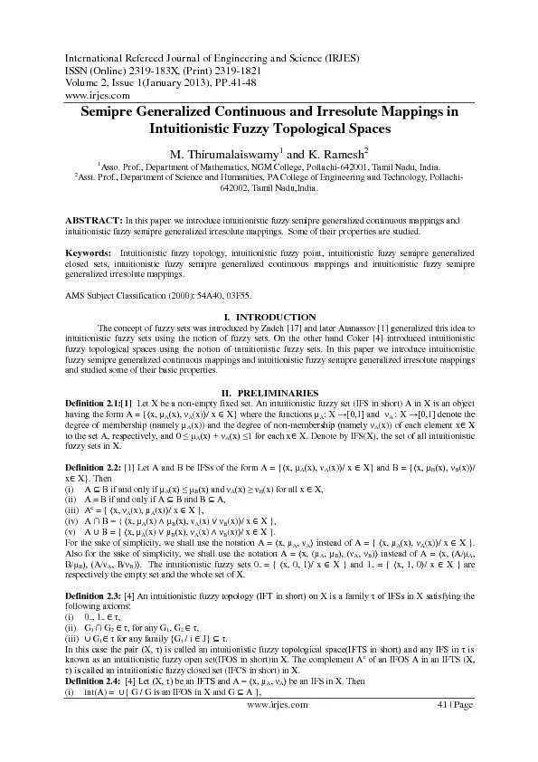 International Refereed Journal of Engineering and Science (IRJES) 
...