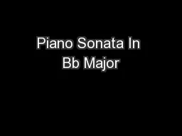 Piano Sonata In Bb Major