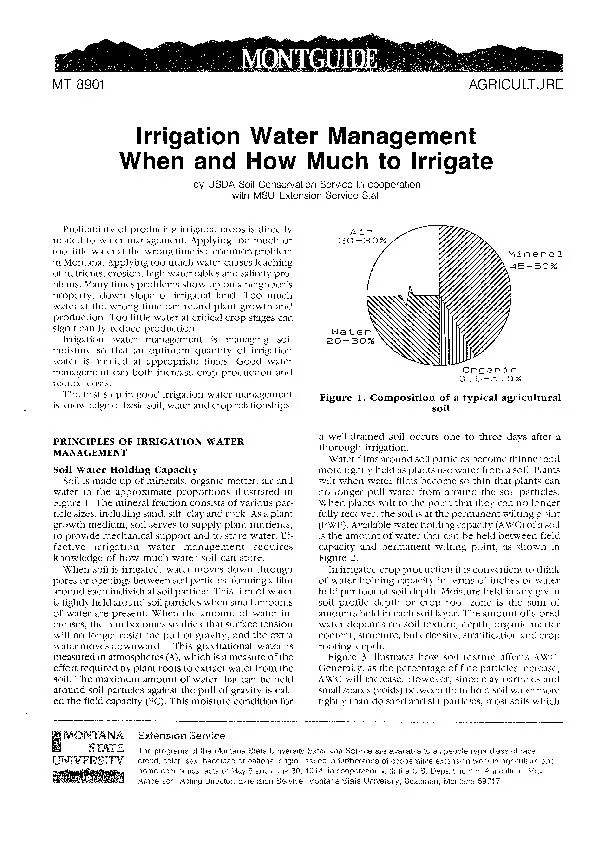 MT 8901 AGRICULTURE Irrigation Water Management When and How Much to