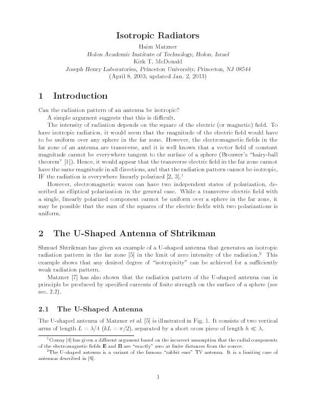 IsotropicRadiatorsHaimMatznerHolonAcademicInstituteofTechnology,Holon,