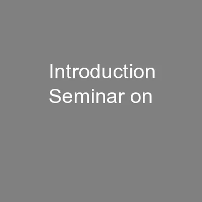 Introduction Seminar on