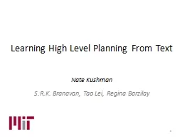 Learning High Level Planning From Text