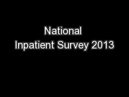 National Inpatient Survey 2013