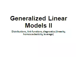 Generalized Linear Models II