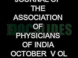 JOURNAL OF THE ASSOCIATION OF PHYSICIANS OF INDIA OCTOBER  V OL