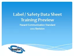 Label / Safety Data Sheet Training Preview