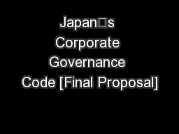 Japan’s Corporate Governance Code [Final Proposal]