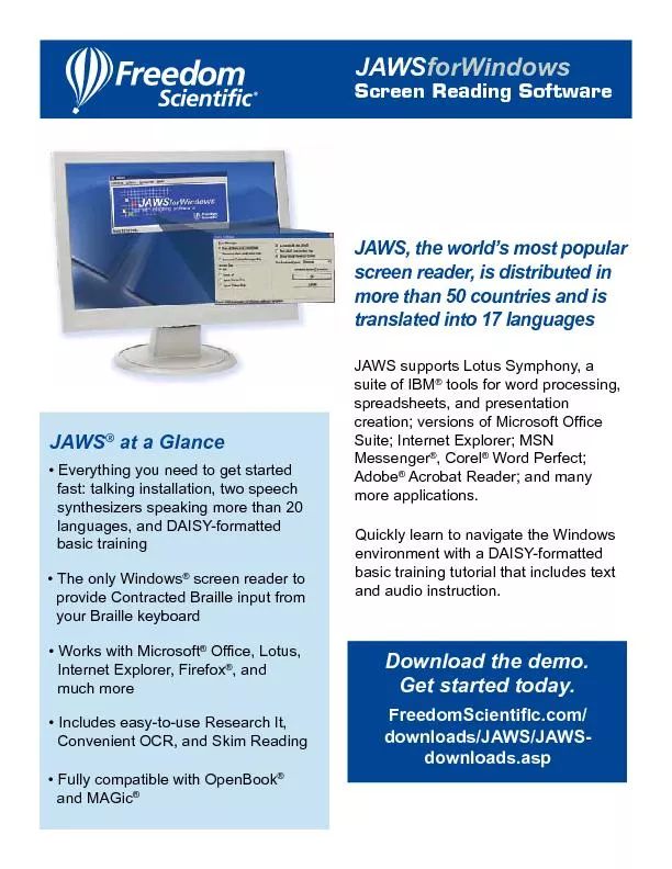 JAWSforWindowsScreen Reading SoftwareJAWS