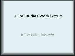 Pilot Studies Work Group