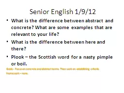 Senior English 1/9/12