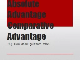 Absolute Advantage Comparative Advantage