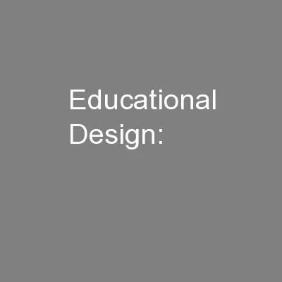 Educational Design: