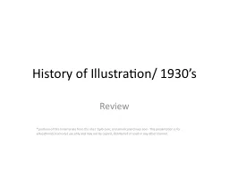 History of Illustration/ 1930’s