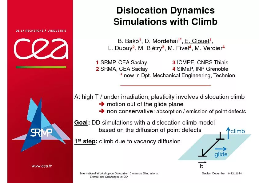 Dislocation Dynamics Simulations with ClimbB. Bak