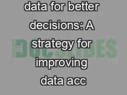 Joined up data for better decisions: A strategy for improving data acc