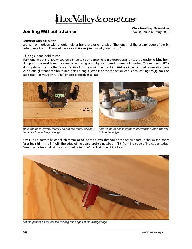 Jointing Without a JointerWoodworking NewsletterVol. 8, Issue 5 - May