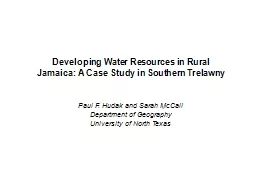 Developing Water Resources in Rural Jamaica: A Case Study i