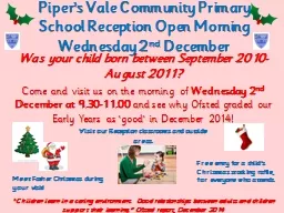 Piper’s Vale Community Primary School Reception Open Morn