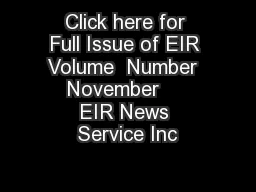 Click here for Full Issue of EIR Volume  Number  November     EIR News Service Inc