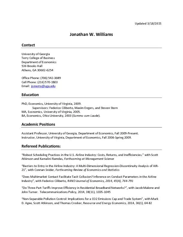 Updated 3/18/2015Jonathan W. Williams