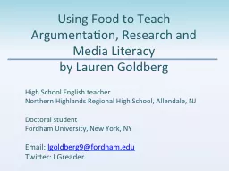 Using Food to Teach Argumentation, Research and Media Liter