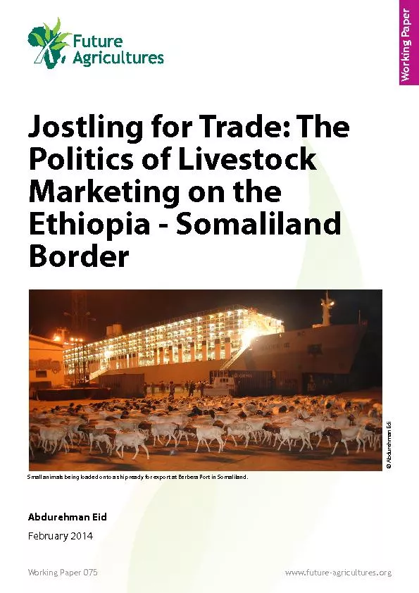 Working PaperJostling for Trade: The Politics of Livestock Marketing o