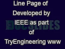 Assembly Line Page of  Developed by IEEE as part of TryEngineering www